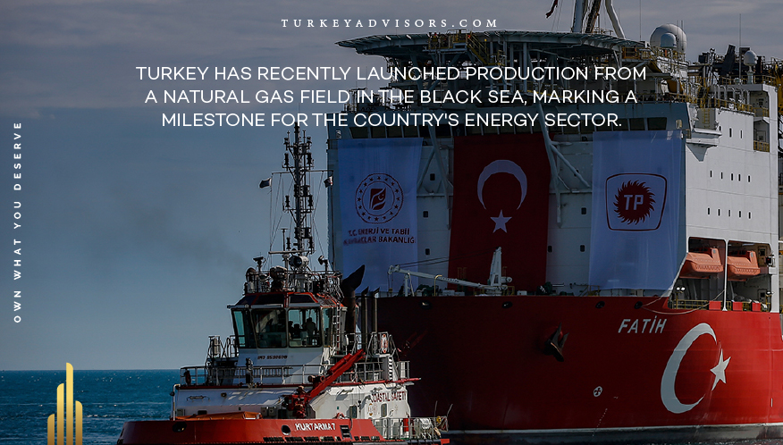 Turkey launches production from Black Sea natural gas field, a milestone for the country's energy sector.